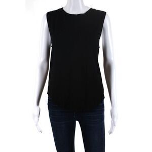 Benjamin Jay Womens Jersey Knit Curved Hem Crewneck Tank Top Black Size S